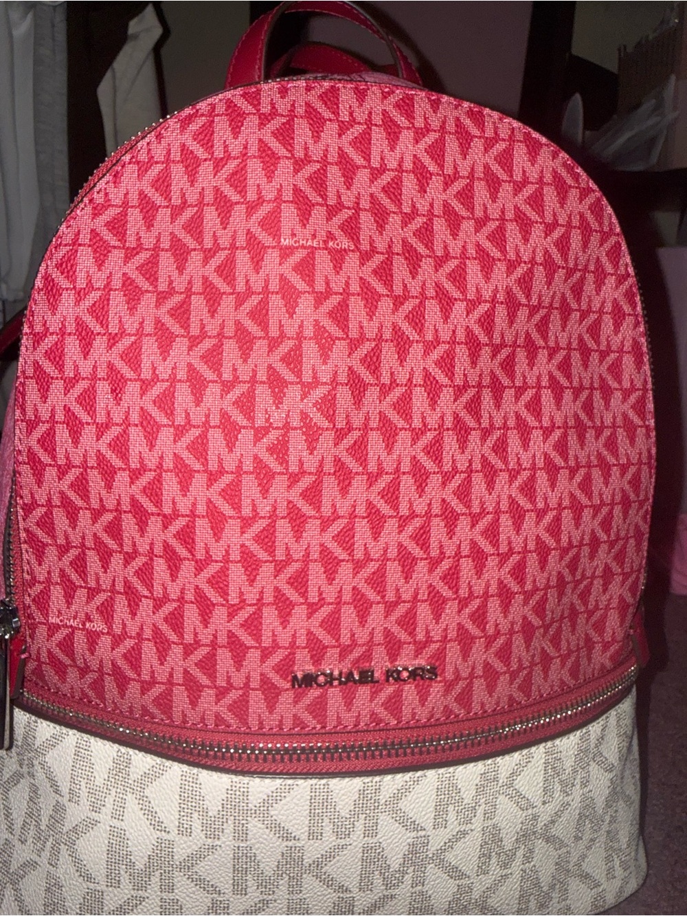NEW Michael Kors Rhea Medium Color-Block Signature Logo Backpack - Picture 9 of 11